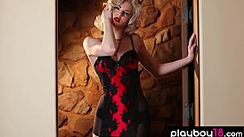 Platinum Blonde Diva Carissa White Slipping Out Of Lingerie