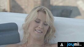 Hey, watch this hot blonde masturbate in a jacuzzi before getting dicked hard! 🛁💦