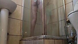 Caught Stepmom Using Glass Dildo In Shower