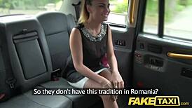 Stunning Romanian bends over for POV doggystyle and facial in fake taxi.