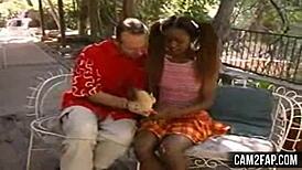 Wow, this black teen 18+ bangs hard outdoors in wild action!