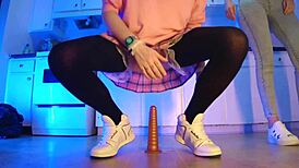 Girlfriend Helps Guy Fuck With Dildo