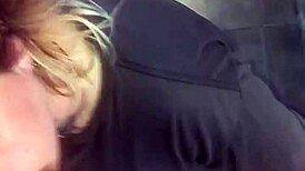 blonde girlfriend swallows cum from deepthroat blowjob with friend