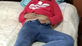 my wife loves to touch and masturbate under her pants to excite my friends 😏