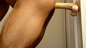 bisexual twink plays with dildo in shower fun