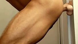 bisexual twink plays with dildo in shower fun