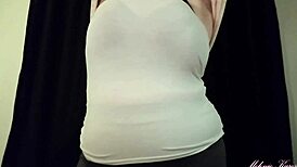 chubby brunette teases while undressing her big ass