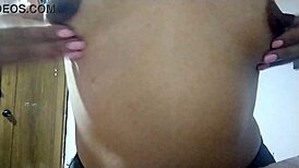 Touching small tits during massage at grandmother's house