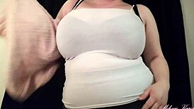 chubby brunette teases while undressing her big ass