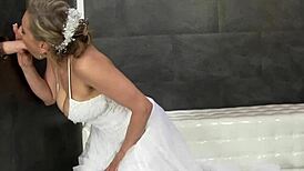 i'm the fetish bride, toying my pussy in stockings and heels at the gloryhole