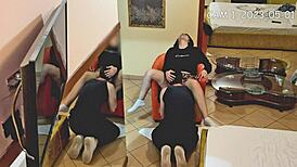 Caught on cam: university boy licks petite brunette's pussy