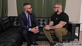 Muscled Tattooed Hunk Mesmerized by Doctor's Guidance
