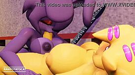 Big tits shemale with monster cock titty fucks and orgasms in nightclub orgy.