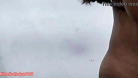 Alone girl casually uses her dildo at home