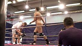 Kinky lesbian babes wrestling on the floor