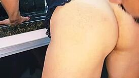 blonde wife gets fucked on the sink and filled with cum