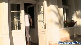 big tits babe doggystyled and double penetrated