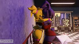 Big tits shemale with monster cock titty fucks and orgasms in nightclub orgy.