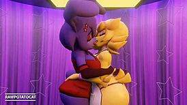 Big tits shemale with monster cock titty fucks and orgasms in nightclub orgy.