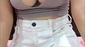 asian babe shows big tits on webcam