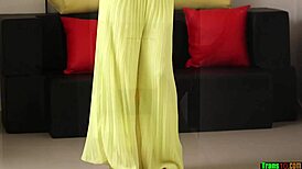 Masturbating Shemale with Small 18+ Tits and Tattoos Whips Out for Camera