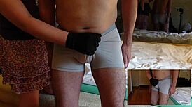 Suggestive femdom video with handjob, slapping, and edging techniques on penis