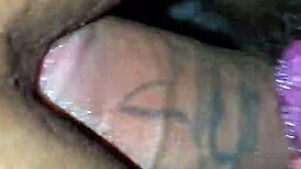 Homemade video of toothless person in intimate moment.