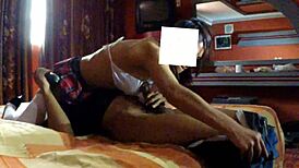 chica colegiala gets hot in hotel skirt action