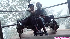 Brunette Chick Eats Blonde BFF's Pussy With Oral Licking