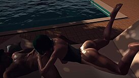 Smoking hot girl with green hair performs in pov 3d porn scene