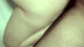 The wife starts rubbing her pussy on dick, but can't resist riding to cumshot.