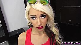 i cant believe this hot teen 18+ tease gives blowjob to her suspended step sis in pov.