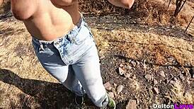 this girl with a big ass enjoys outdoor activities and changes clothes casually