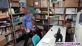 busty ebony teen failed at shoplifting and got punished at work