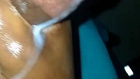 Amateur ebony hand technique ending with a great sensual position