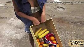 Ebony teen Diamond Monroe bangs hard for cash