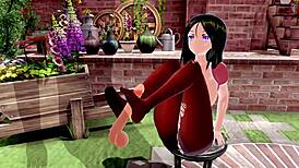 Big ass and tits in 3D hentai get handjob to explosive orgasm!