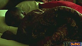 chocolate wife gets steamy with another chick during hot foreplay before swapping