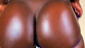 Ebony goddess strips and teases big ass in lingerie solo