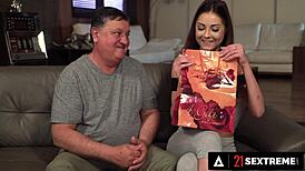 akira may gives oral creampie to thank old man for gift in 21 sextreme