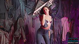 Adriana Chechik Strips Jeans For Playboy