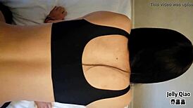 shemale bent over in stockings for some hot asian doggy action