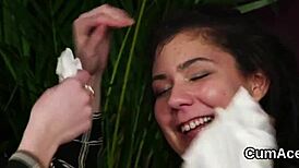 hey, check this feisty idol getting a huge sperm shot on her face, gulping every drop of cream!