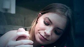 Sucking teen 18+ gets sperm in handjob cumshot pov with monster cock