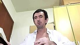 naughty guy flaunts huge 25 cm cock in open briefs, squirting cum