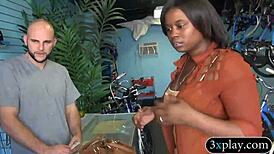 babe wraps her body in cling film on the desk for cash fun