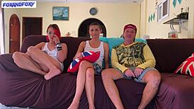 Creampie her right next to my girlfriend while she’s glued to the TV 😈