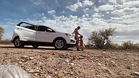 Blonde Milf Couple's Intense Emotions Erupt in Desert Sex After Being Pulled Over by Monster Cock