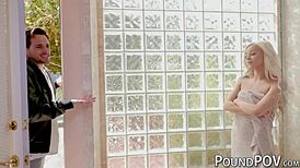 perfect petite 18+ babe sucks stepbro's big cock before banging hard in missionary style