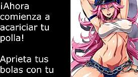 Detailed jerk off instructions with futa poison in Spanish